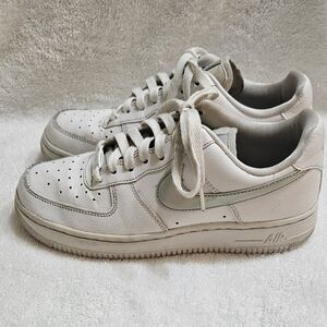 Nike Air Force 1s White W/ Silver Swoosh Women’s Size 6.5 CW5596-100